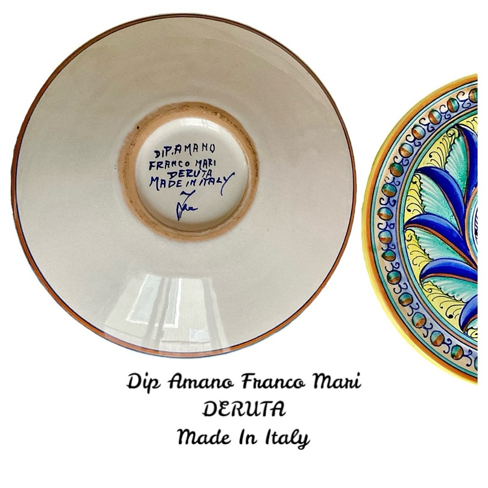 Stunning Vintage Signed Franco Mari DERUTA Bowl w/Matching Lid Made In Italy - Picture 7 of 12